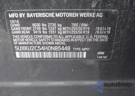 2017 BMW X6 xDrive35I from USA, damaged, VIN 5UXKU2C54H0N85448